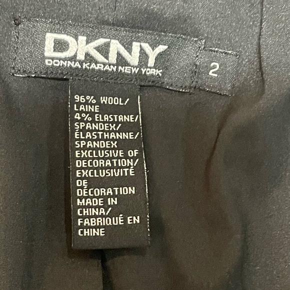 DKNY Embellished Black Lace Trim Wool Blend Blazer Jacket Women's Size 2 Event - Picture 14 of 16